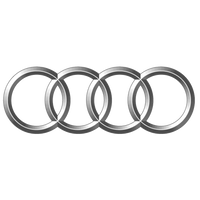 Audi logo with four interlocking rings on a white background