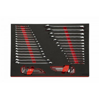 BoxoUSA Pro Series | 35" 3-Drawer Slide-Top Service Cart Tool Box with 222-Piece Master Tool Set 35SBM-BK-R