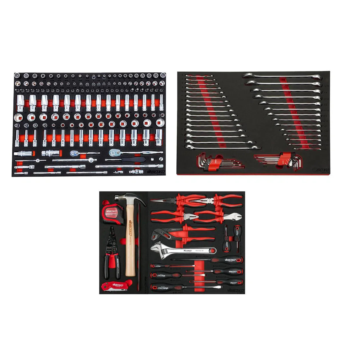 BoxoUSA Pro Series | 26" 11-Drawer Rolling Tool Box with 222-Piece Master Tool Set | Black and Blue 26TBM-BK-B1