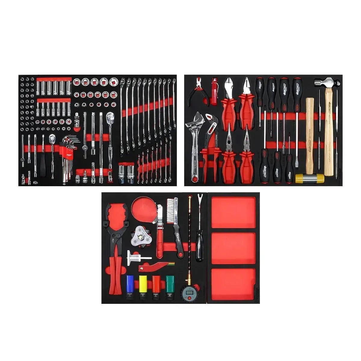BoxoUSA Pro Series | 28" 3-Drawer Flip-Top Service Cart with 160-Piece Quick Service Master Tool Set 28BQS-BK-R