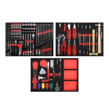 BoxoUSA Pro Series | 28" 3-Drawer Flip-Top Service Cart with 160-Piece Quick Service Master Tool Set 28BQS-BK-R