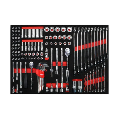 BoxoUSA Pro Series | 28" 3-Drawer Flip-Top Service Cart with 160-Piece Quick Service Master Tool Set 28BQS-BK-R
