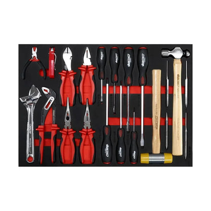 BoxoUSA Pro Series | 28" 3-Drawer Flip-Top Service Cart with 160-Piece Quick Service Master Tool Set 28BQS-BK-R