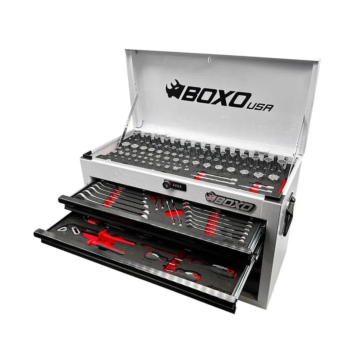 BoxoUSA 159-Piece Metric and SAE Combo 5-Drawer Hand Carry Tool Box ECC26501L-058R2