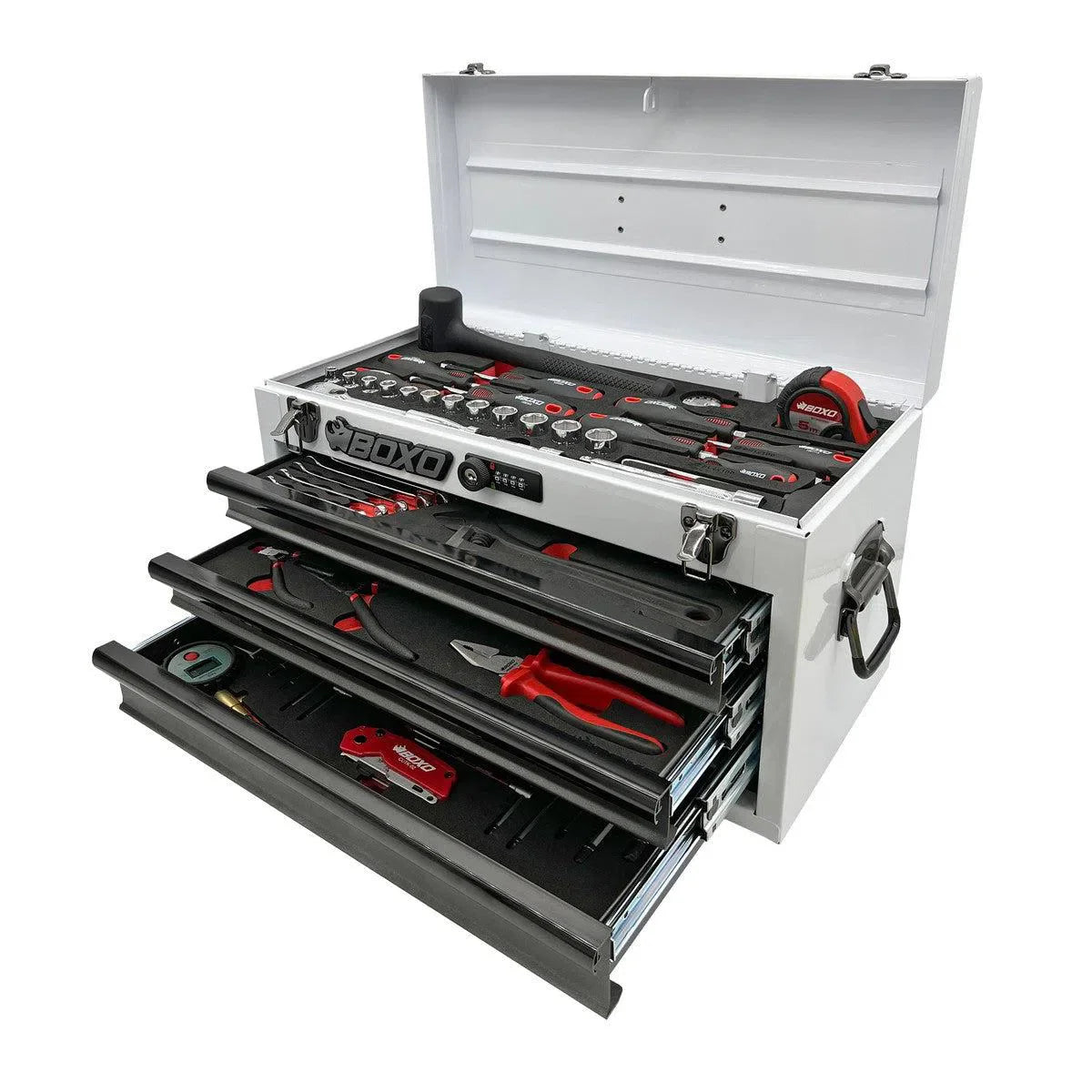 BoxoUSA KartBox | 69-Piece Metric Karting 3-Drawer Hand Carry Tool Box GOKARTBX1-W