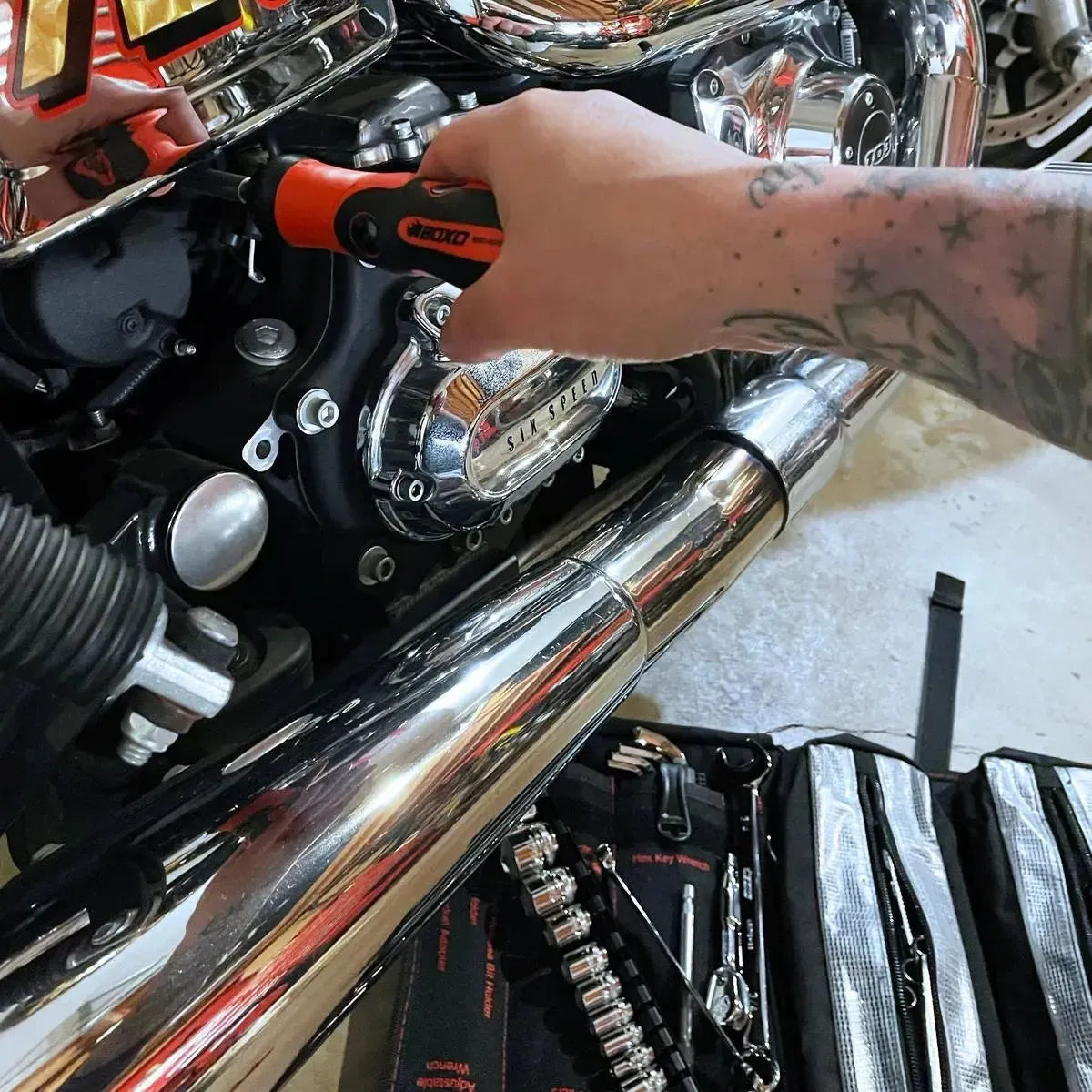 BoxoUSA Motorcycle Roll | 48-Piece Motorcycle Tool Kit PA925