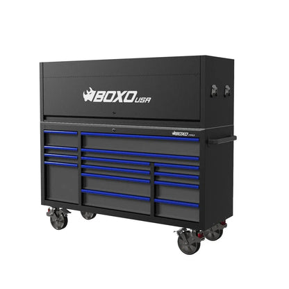 BoxoUSA Pro Series | 72" 14-Drawer Garage Top Rolling Tool Box | Black 72TB-BK-R