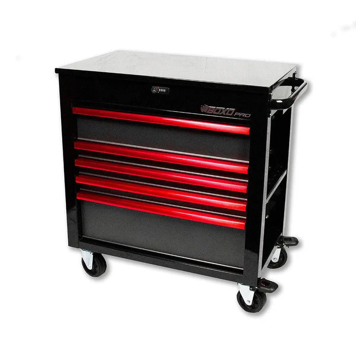 BoxoUSA Pro Series | 35" 5-Drawer Flip-Top Service Cart Tool Box UAS341051L-BK-R