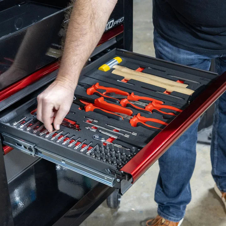 BOXO Pro Service Cart drawer — pliers, hammers, and bit organizers